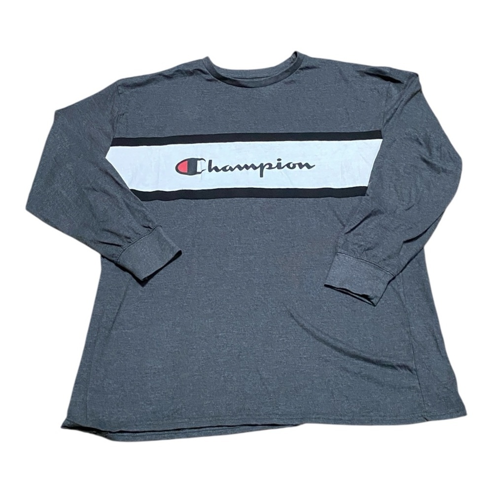 Champion Men's Dark Gray Long Sleeve Tee